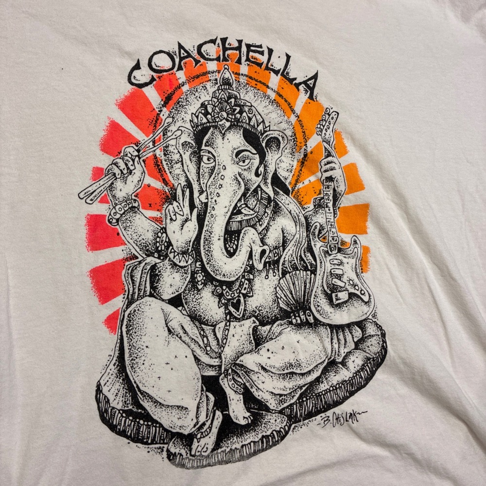 Coachella Music Festival T Shirt Mens XL White 2014 Ganesha Art B Otis Link - Picture 3 of 10